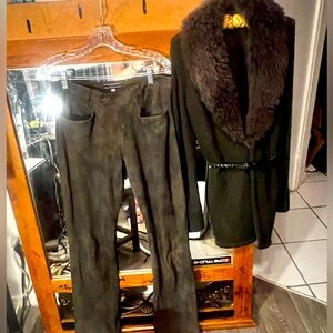 Charcoal Grey Suede Pants & Sweater Jacket